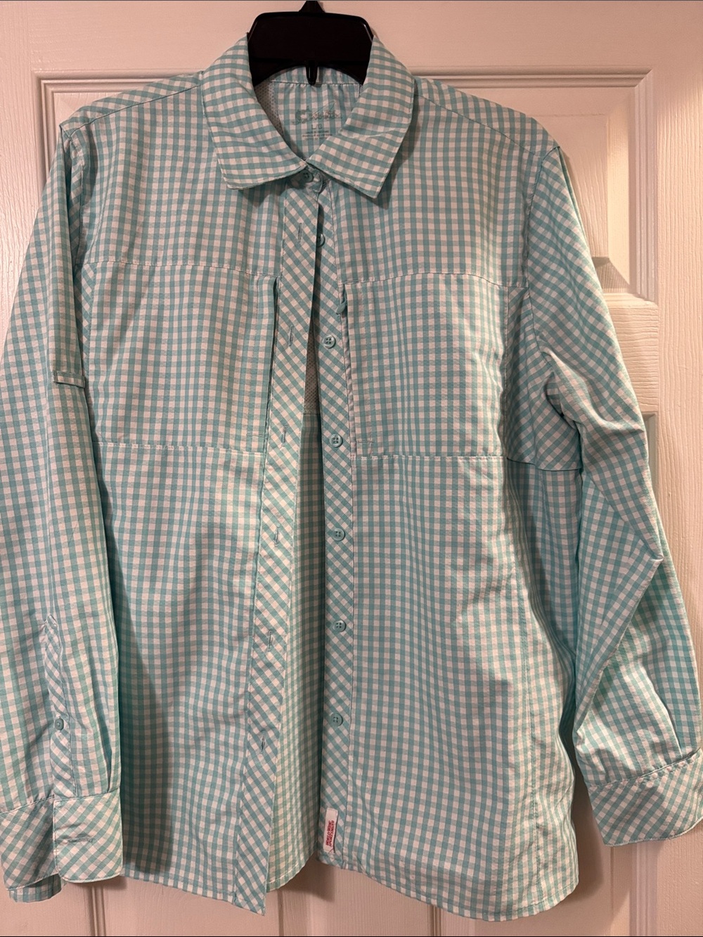 Cabela's Women's Mint and White Gingham Button-Down Shirt
